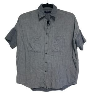 Madewell Women's Light Wash 100% Cotton Pinstripe Short Sleeve Button Up XXS
